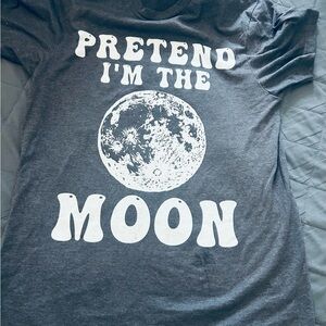 Gray Graphic Tee with Moon Print